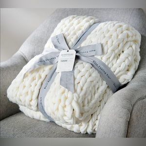 NEW Berkshire Blanket Chunky Rope Knit Throw 50X60 Ivory Cream IN SEALED PKG